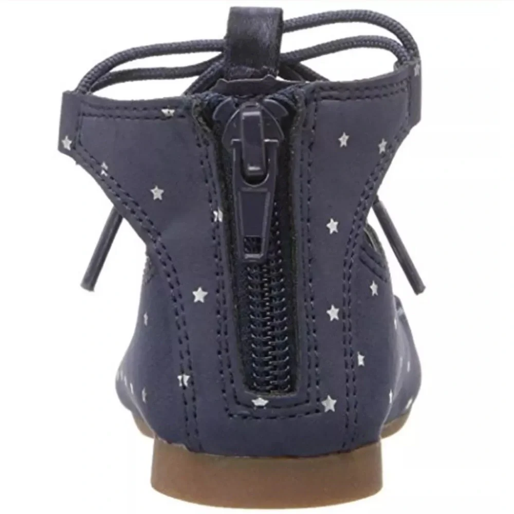 - Osh Kosh Sz 5 Toddler Star Print Navy Lace-Up Flats! NEW!